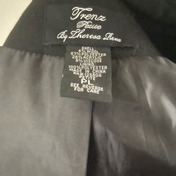 Trenz Petite by Theresa Renz PL Embroidered Abstract Black Wool Blend Jacket - Picture 7 of 8